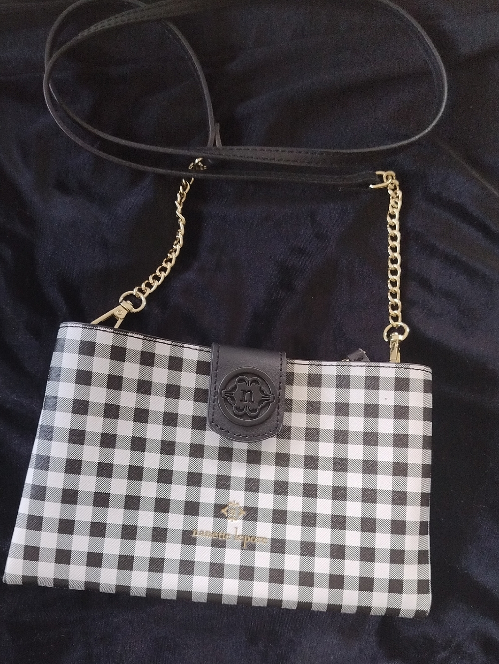 Nanette Lepore black and white checkered crossbody Bag. New